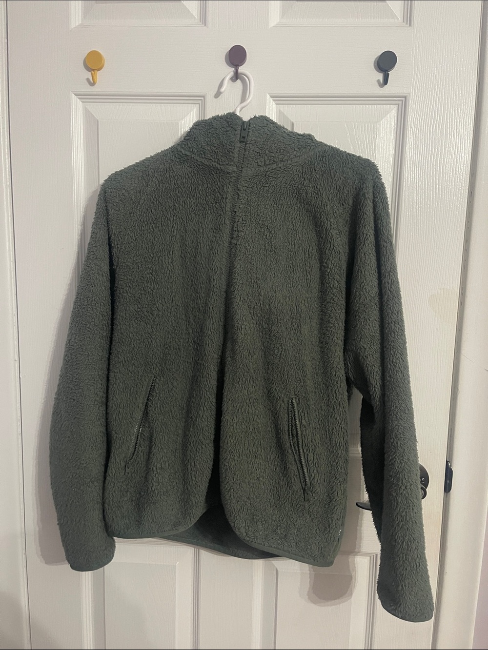 TNA Olive Green Plush Teddy Fleece Zip Hoodie